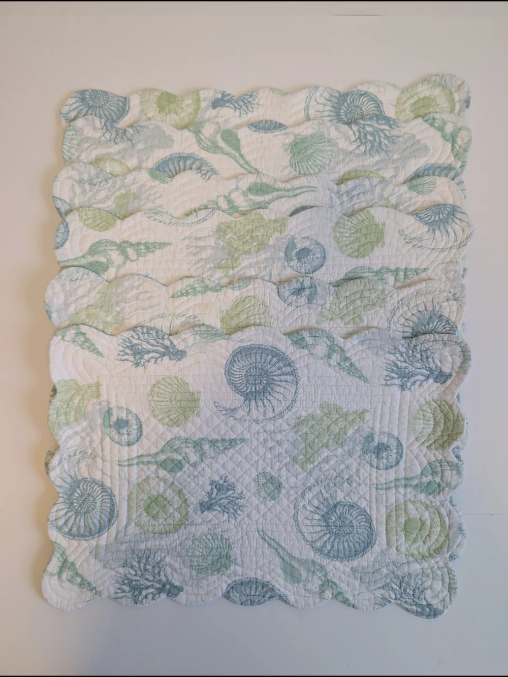 C&F Home Delray Beach Coastal Striped Quilted Placemat Mint Blue White